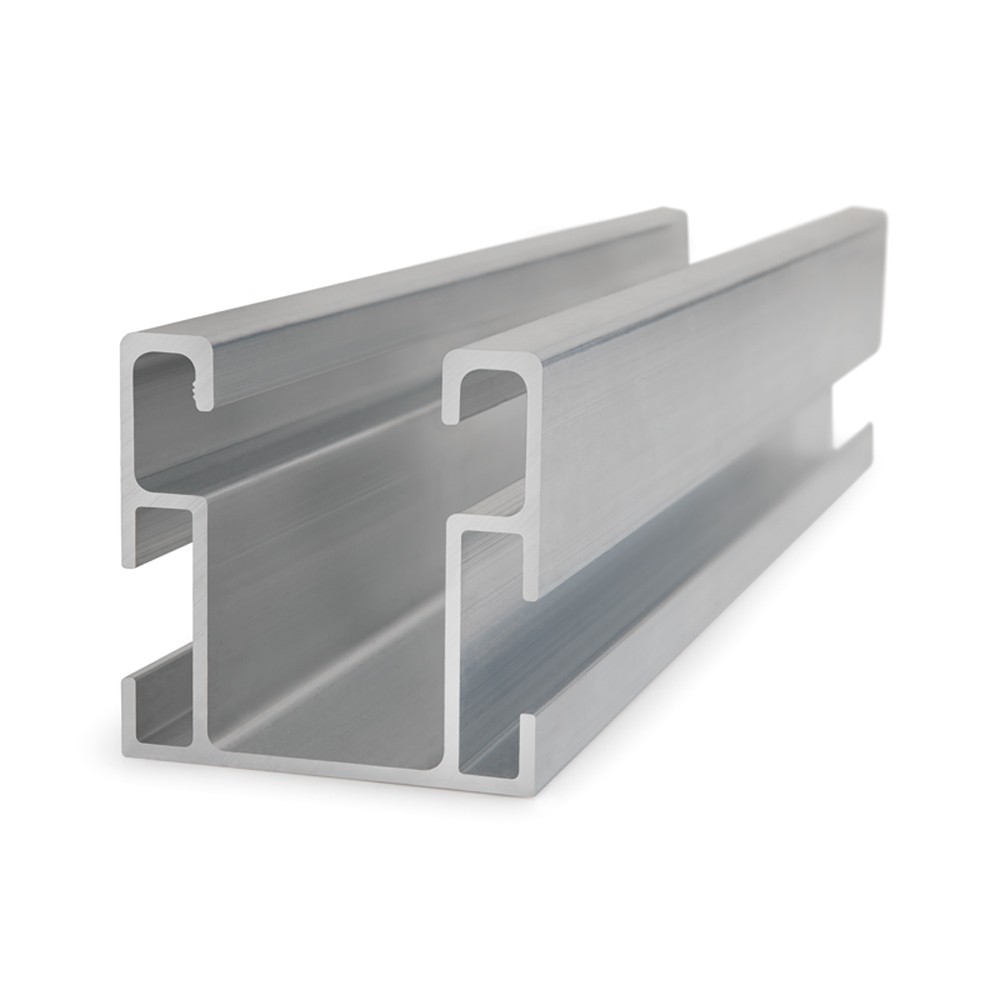 PSE-C [CP] Perfiles, uniones, guías y empalmes para estructura de apoyo. Perfil de aluminio para fijación ensamblada lateral